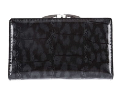 Czarny cieniowany lakierowany portfel damski skórzany Jennifer Jones - obrazek 3