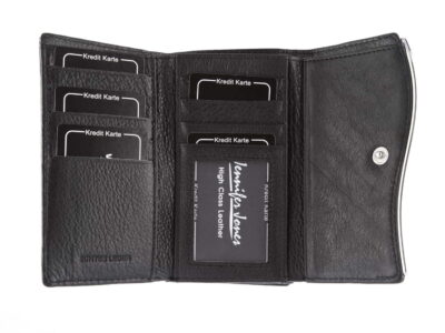 Czarny cieniowany lakierowany portfel damski skórzany Jennifer Jones - obrazek 4