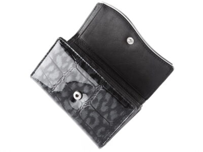 Czarny cieniowany lakierowany portfel damski skórzany Jennifer Jones - obrazek 6