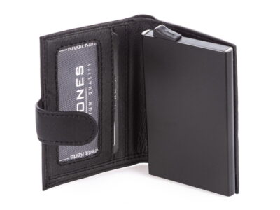 Portfel męski skórzany z metalowym etui wysuwanym na karty RFID czarny - obrazek 8