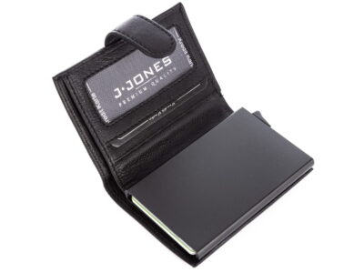Portfel męski skórzany z metalowym etui wysuwanym na karty RFID czarny - obrazek 6