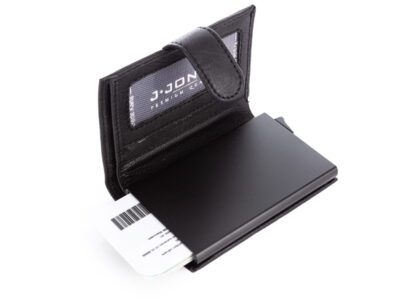 Portfel męski skórzany z metalowym etui wysuwanym na karty RFID czarny - obrazek 5