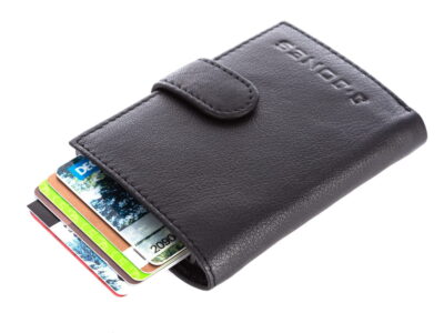 Portfel męski skórzany z metalowym etui wysuwanym na karty RFID czarny - obrazek 4