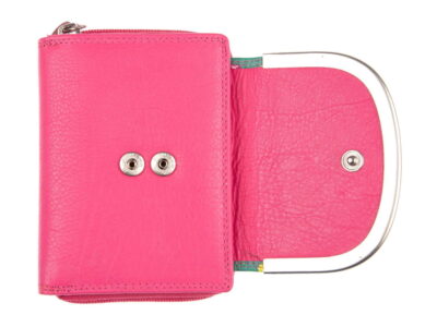 Portfel damski skórzany różowo-zielony z kwiatkami Franko - obrazek 6