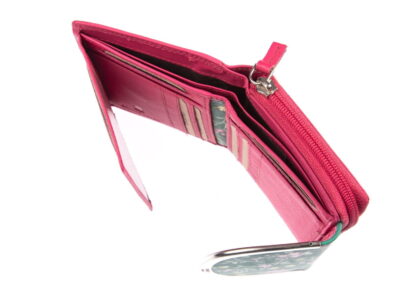 Portfel damski skórzany różowo-zielony z kwiatkami Franko - obrazek 3