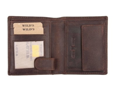 Mały portfel męski skórzany ciemny brąz vintage Wild's - obrazek 5