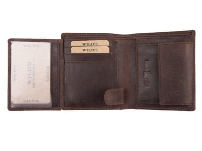 Mały portfel męski skórzany ciemny brąz vintage Wild's - obrazek 3