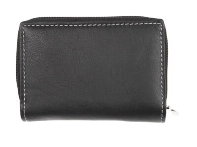 Mały portfel męski skórzany czarny z kieszenią na drobne zapinaną na zamek - obrazek 3