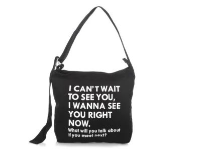 Płócienna czarna torba damska plażowa z nadrukiem Jennifer Jones