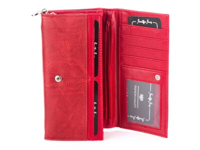 Poziomy duży portfel damski Jennifer Jones czerwony - obrazek 3