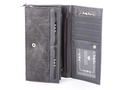 Poziomy duży portfel damski Jennifer Jones ciemny szary - obrazek 3