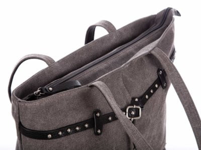 Torba damska z długimi rączkami szara canvas + skóra Harold's - obrazek 5