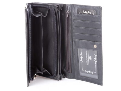 Poziomy duży portfel damski Jennifer Jones ciemny szary - obrazek 2