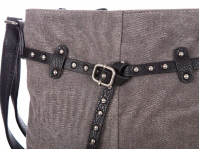 Torebka damska średnia listonoszka szara canvas + skóra Harold's - obrazek 2