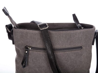 Torebka damska średnia listonoszka szara canvas + skóra Harold's - obrazek 6