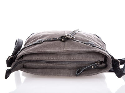 Torebka damska średnia listonoszka szara canvas + skóra Harold's - obrazek 4