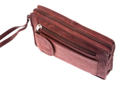 Saszetka męska do ręki skórzana brązowa jednokomorowa Bag Street - obrazek 5