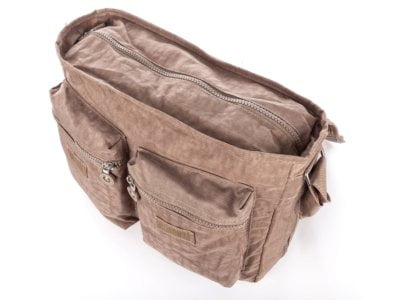 Beżowa materiałowa torba poszerzana turystyczna z klapką Bag Street - obrazek 4