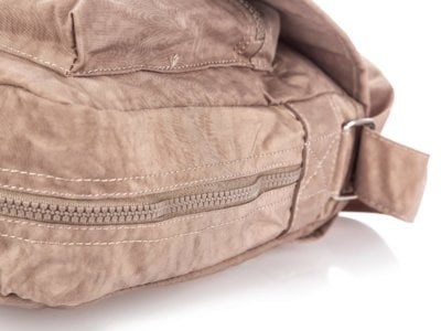 Beżowa materiałowa torba poszerzana turystyczna z klapką Bag Street - obrazek 7