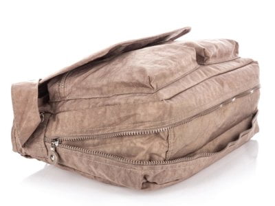 Beżowa materiałowa torba poszerzana turystyczna z klapką Bag Street - obrazek 8