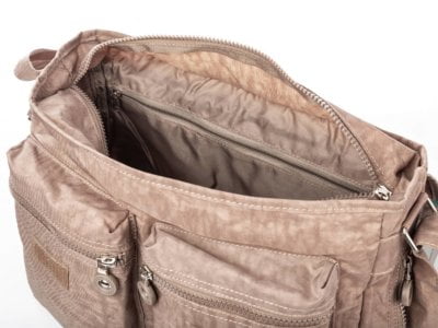 Beżowa materiałowa torba poszerzana turystyczna z klapką Bag Street - obrazek 11