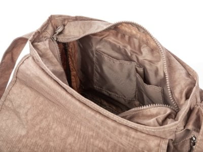 Beżowa materiałowa torba poszerzana turystyczna z klapką Bag Street - obrazek 10