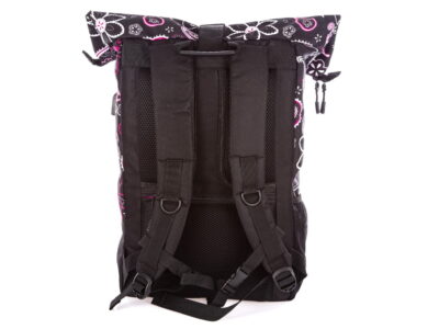 Duży plecak trekkingowy z portem ładowania USB czarno-fioletowy - obrazek 7