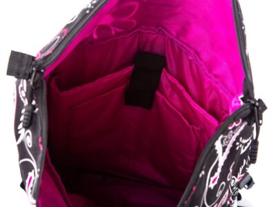 Duży plecak trekkingowy z portem ładowania USB czarno-fioletowy - obrazek 14