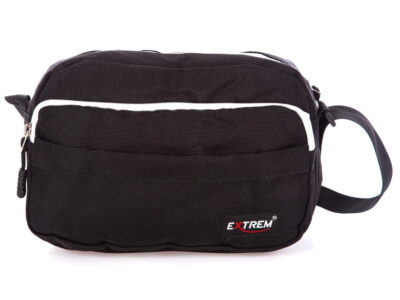 Wygodna czarna torba męska na ramię Extrem czarno-biała - obrazek 1