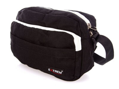 Wygodna czarna torba męska na ramię Extrem czarno-biała - obrazek 8