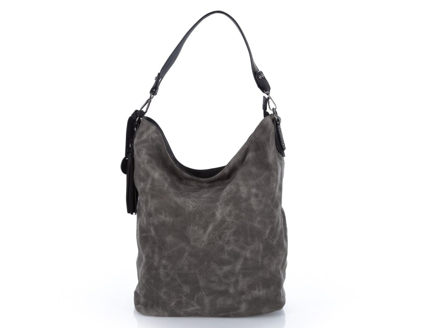 Szara mięciutka torba damska Jennifer Jones - worek