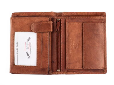 Duży pionowy portfel męski skórzany jasny brąz Bag Street - obrazek 2