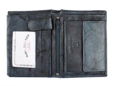 Duży pionowy portfel męski skórzany szaro-niebieski Bag Street - obrazek 2