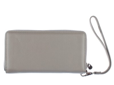 Portfel damski skórzany z paskiem na nadgarstek szary - obrazek 3