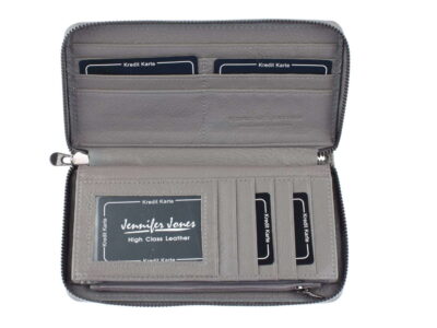 Portfel damski skórzany z paskiem na nadgarstek szary - obrazek 4