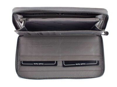 Portfel damski skórzany z paskiem na nadgarstek szary - obrazek 5