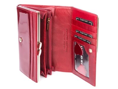 Lśniący wiśniowy portfel skórzany damski Gregorio w pudełku - obrazek 8