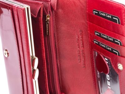 Portfel gregorio ze skóry czerwony w środku