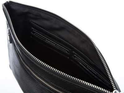 Saszetka męska skórzana, duża, czarna zapinana na zamek Harold's - obrazek 6