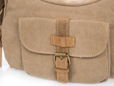 Torebka damska listonoszka canvas i skóra naturalna beżowa Harold's - obrazek 9