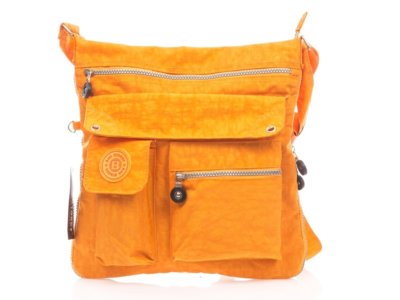 Materiałowa lekka torebka Bag Street z zamkami do poszerzania pomarańczowa - obrazek 1