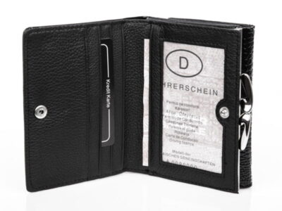 Skórzany zamykany na bigiel czarny portfel Jennifer Jones - obrazek 4