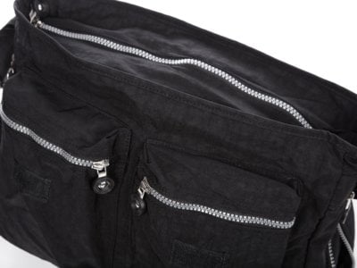 Czarna materiałowa torba poszerzana turystyczna z klapką Bag Street - obrazek 3