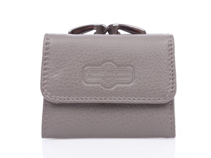 maly portfelik damski 525862 Szary portfelik damski z kieszenią na monety na bigiel matowy