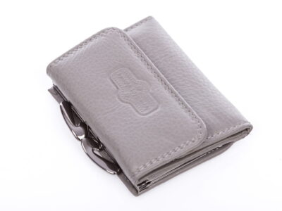 Szary portfelik damski z kieszenią na monety na bigiel matowy
