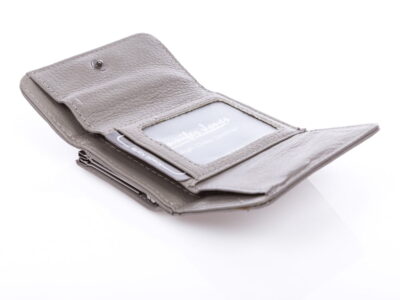 Szary portfelik damski z kieszenią na monety na bigiel matowy