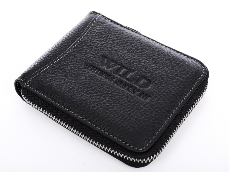 Portfel męski zapinany dookoła na zamek błyskawiczny czarny