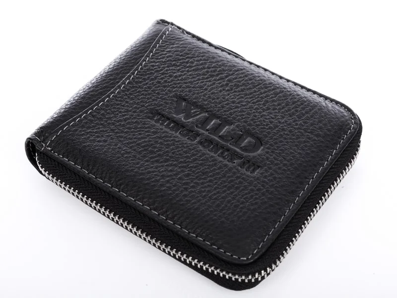 Portfel męski zapinany dookoła na zamek błyskawiczny czarny