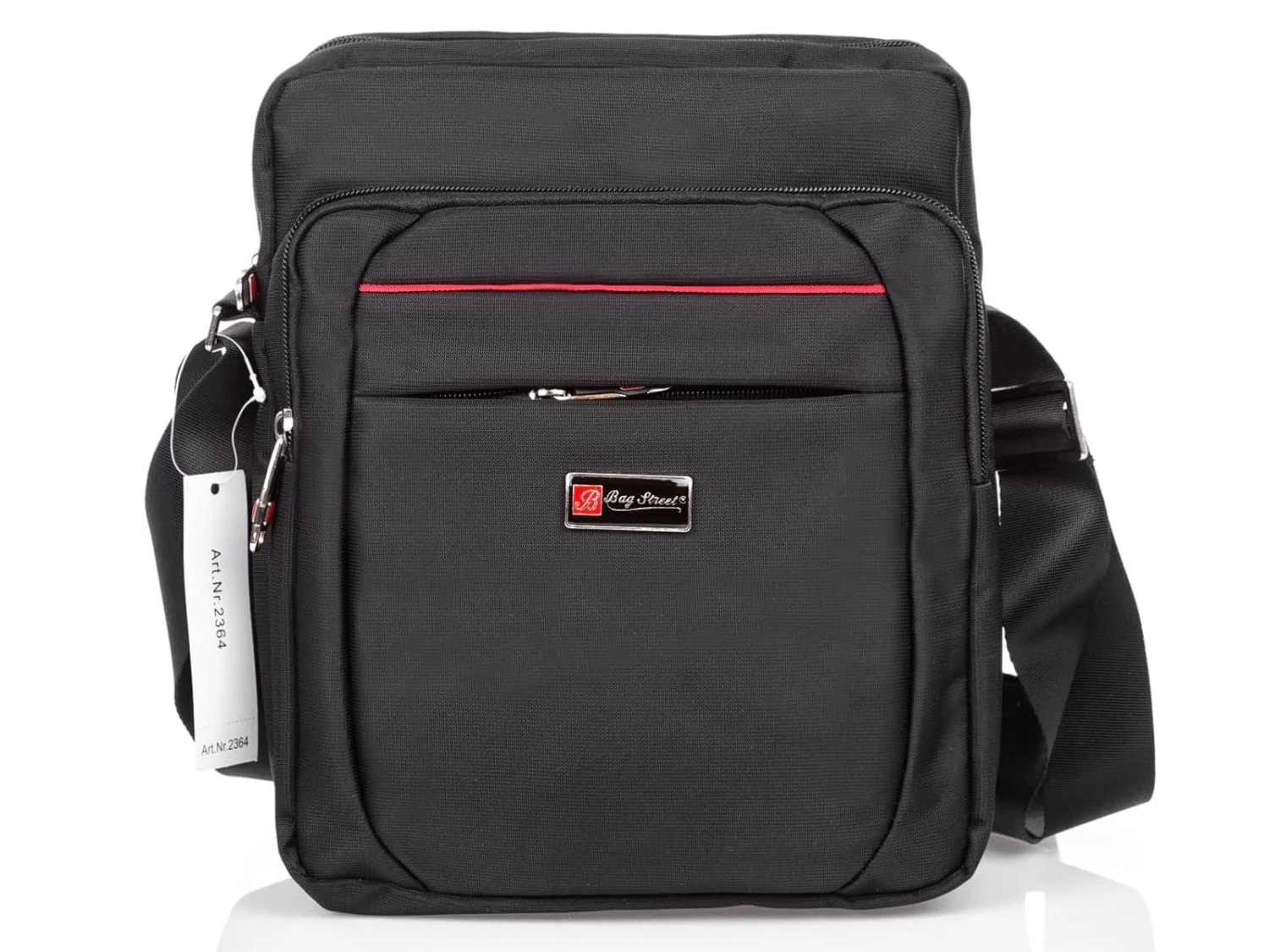 Wygodna torba męska na ramię czarna z czerwonym akcentem