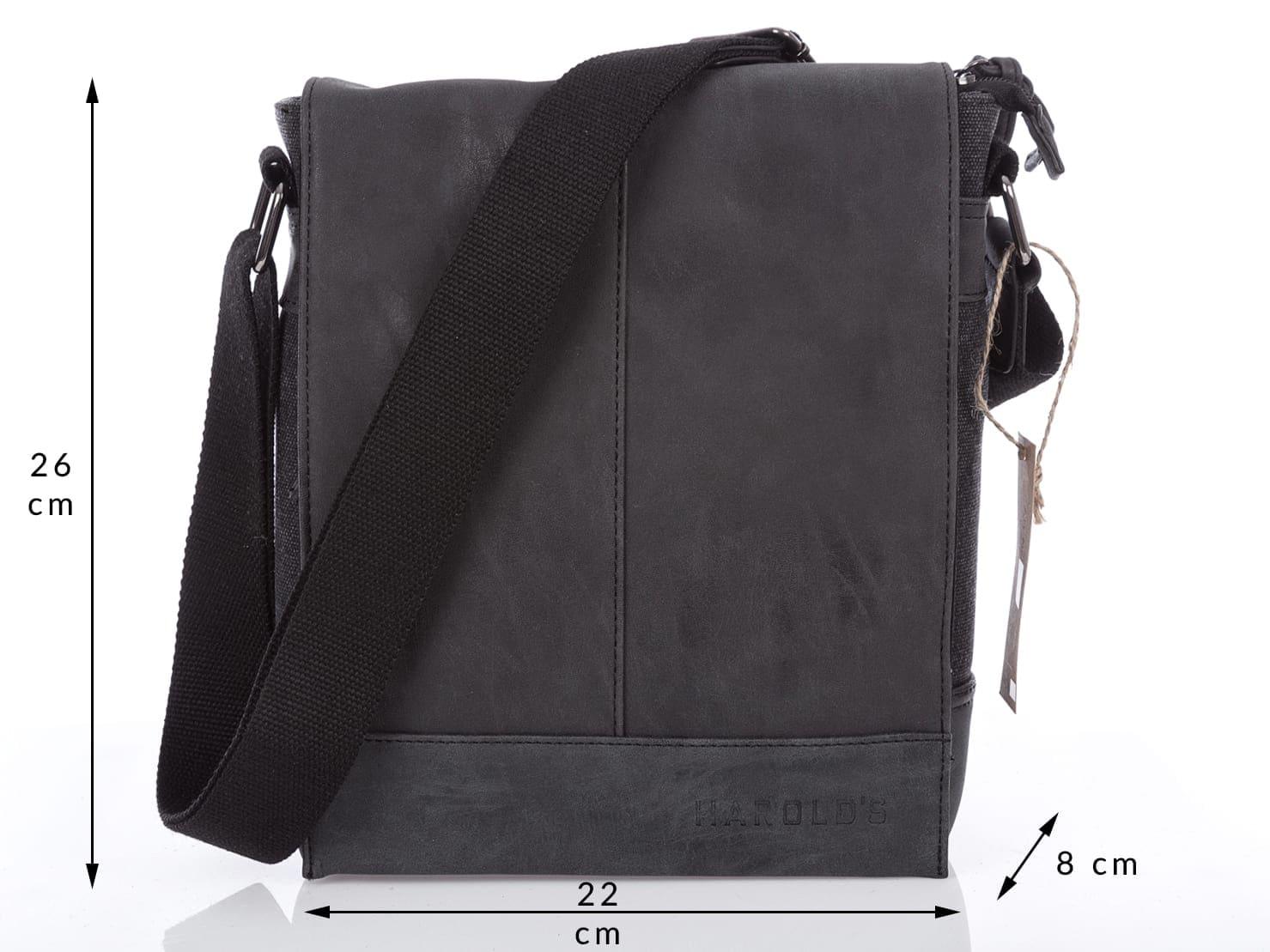 Męska torba na ramię czarna z klapką